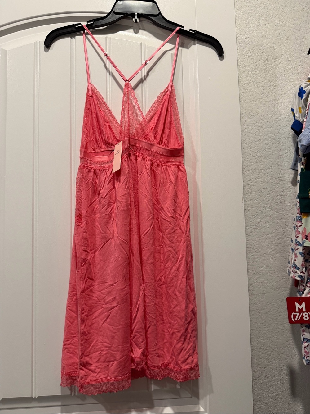Victoria's Secret Coral Pink Lace-Trim Slip Nightie